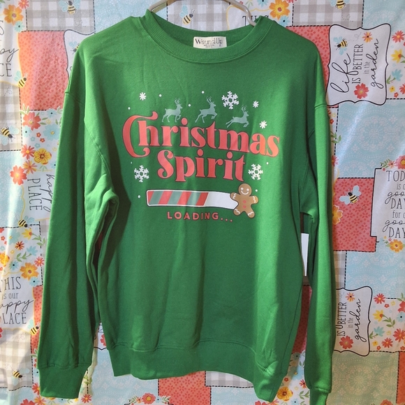 Wound Up Tops - NWT WOUND UP GREEN SWEAT SHIRT CHRISTMAS SPIRIT